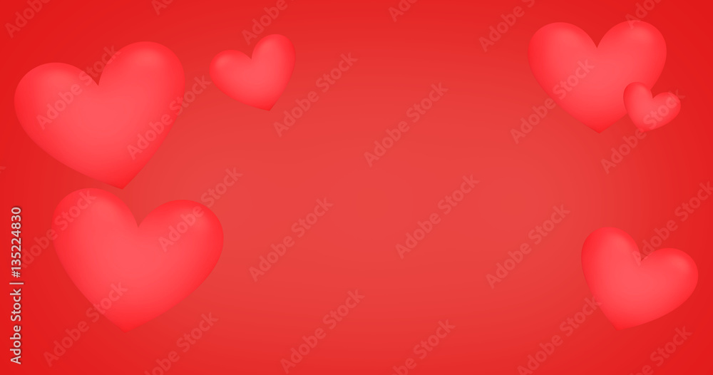 red hearts background 3d render