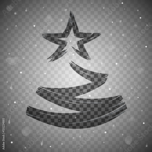 Stains on glass in tree form. Cleaning the glass. Rain and snow on transparent background. Christmas conceptual idea. Transparent effect. Vector illustration.
