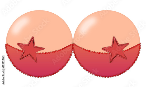 Big boobs in red lingerie (nippels covered)