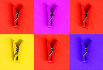 Fotobehang Pop art Wasknijper collage in popart stijl  © yablochniuk