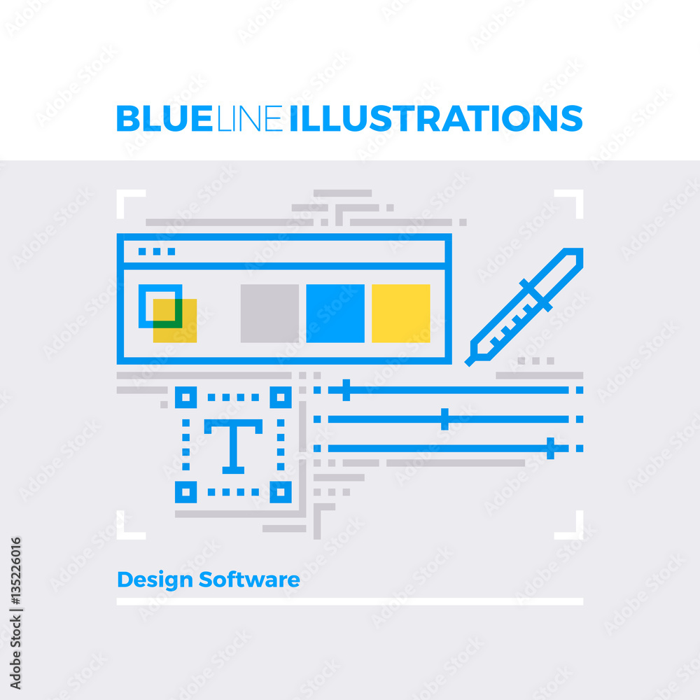 Design Software Blue Line Illustration. Design Software Blue Line Illustration.