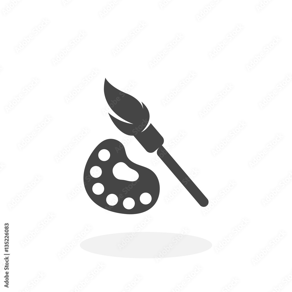 Paint brush with palette Icon. Vector logo on white background Paint brush with palette Icon. Vector logo on white background