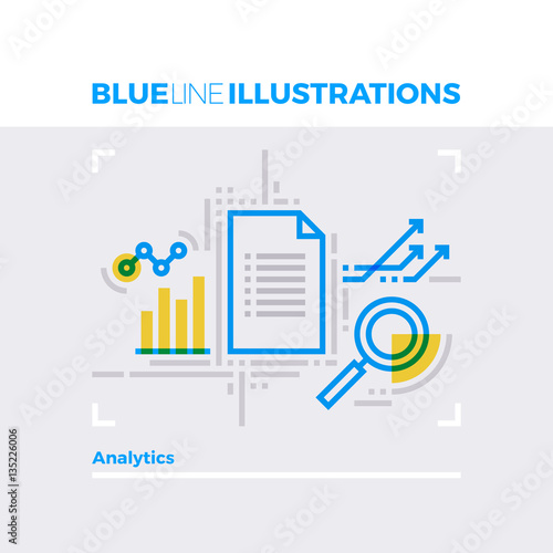 Data Analytics Blue Line Illustration.