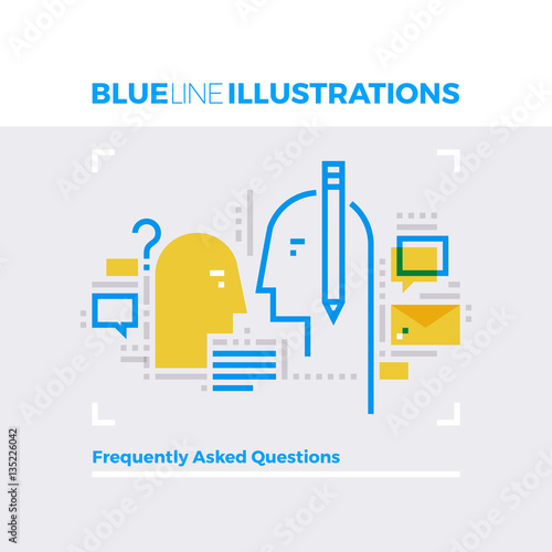 Faq Blue Line Illustration.