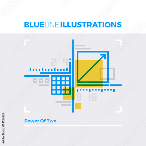 Power of Two Blue Line Illustration.