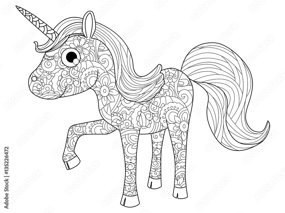 Children Toy unicorn coloring vector for adults