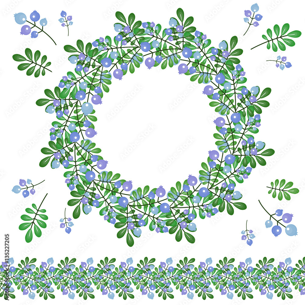 Wreath and brush of berries and leaves. Wreath and brush of berries and leaves.