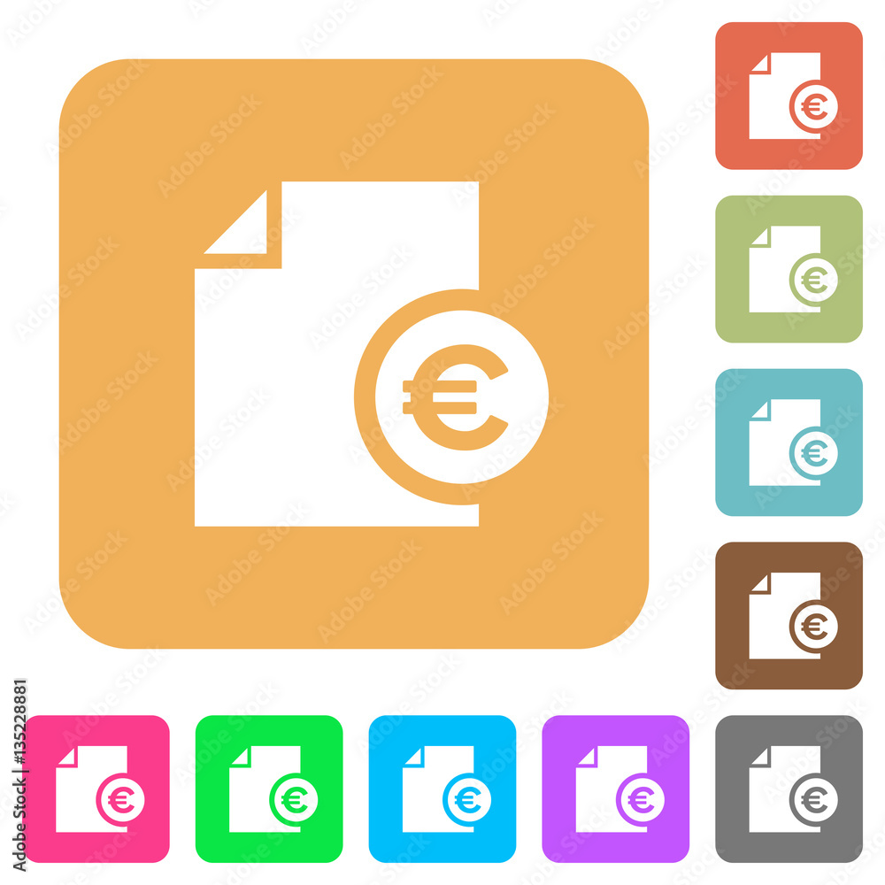 Euro financial report rounded square flat icons Euro financial report rounded square flat icons