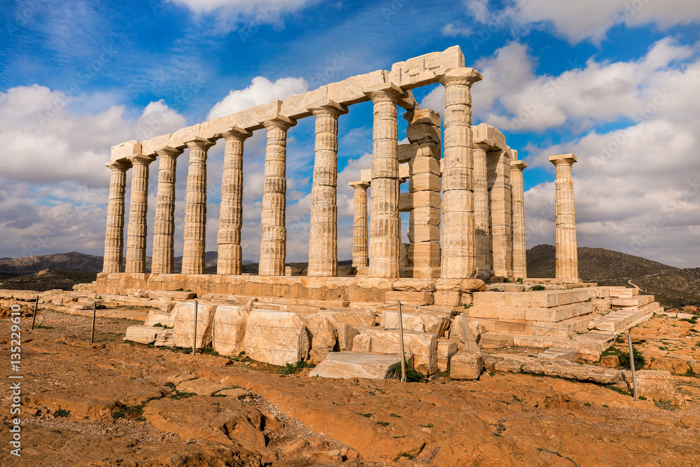 Obraz premium Temple of Poseidon at Cape Sounion, Attica, Greece.