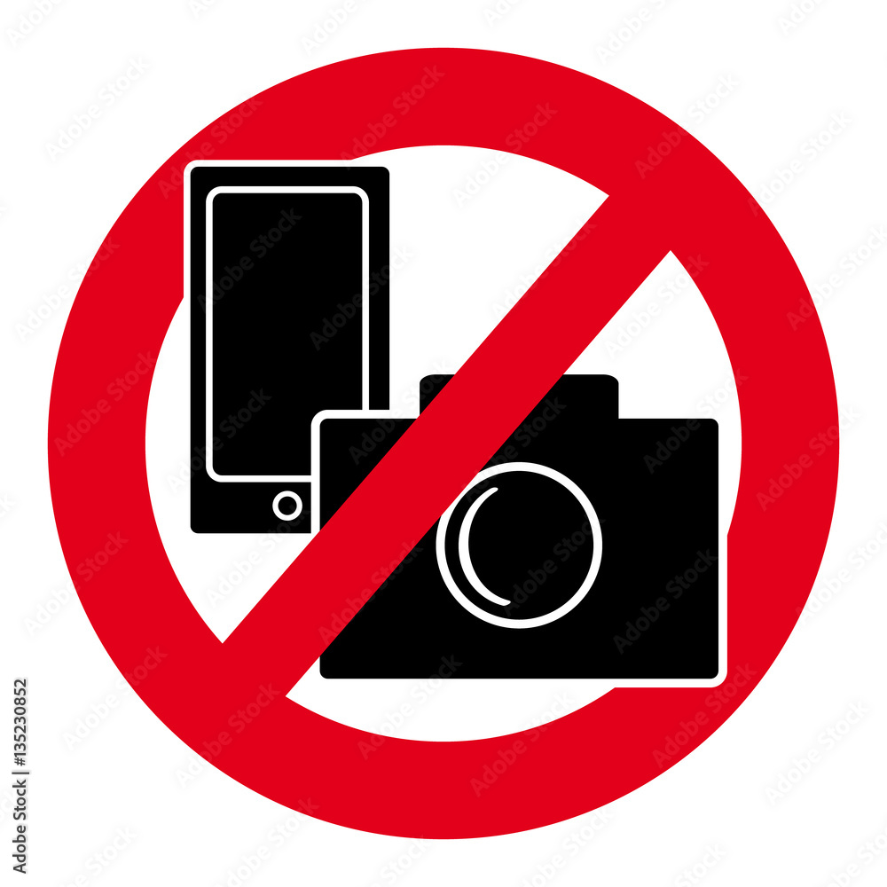 No camera and mobile phone symbol on white background - obrazy, fototapety, plakaty 