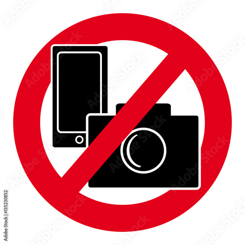 No camera and mobile phone symbol on white background