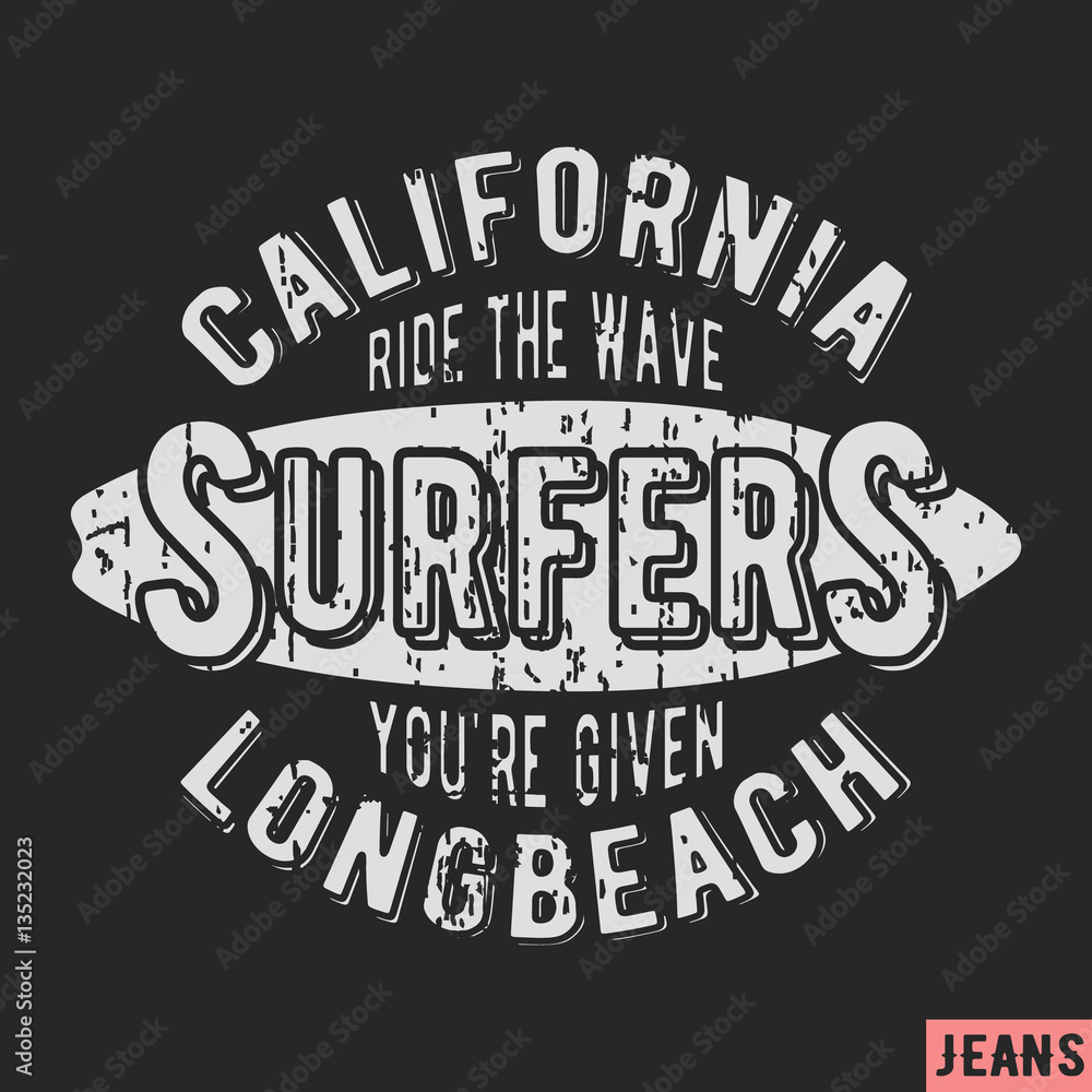 California surfers vintage stamp