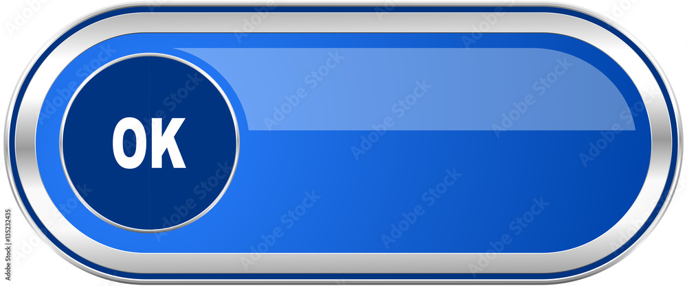 Ok long blue web and mobile apps banner isolated on white background. Ok long blue web and mobile apps banner isolated on white background.