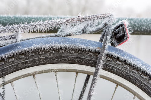 Canvas-taulu Frozen mudguard on a blue bicycle.