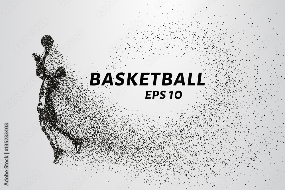 Fototapeta premium Basketball of the particles. Basketball player silhouette consists of circles and points. Vector illustration