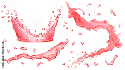 Opaque water splashes, water drops and crown from splash of wate