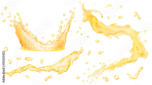 Opaque water splashes, water drops and crown from splash of wate