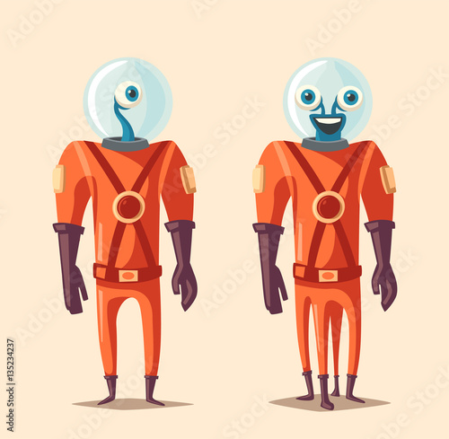 Friendly alien. Cartoon vector illustration