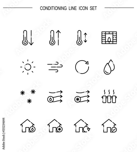 Conditioning flat icon set.
