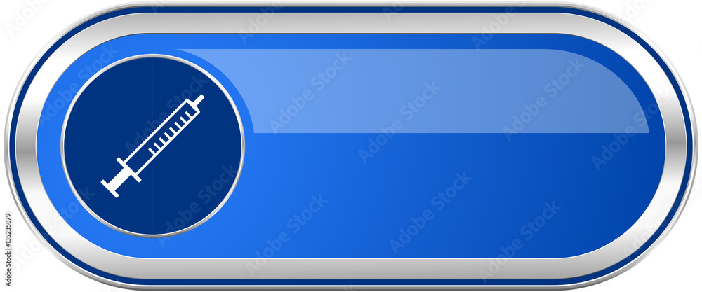 Medicine long blue web and mobile apps banner isolated on white background. Medicine long blue web and mobile apps banner isolated on white background.