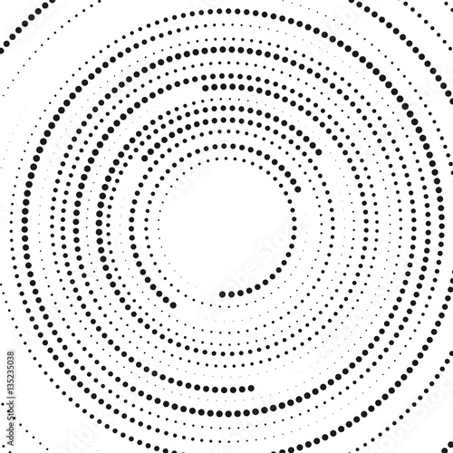 Abstract circular halftone dots form. Logo design. Vector illustration background. Swirl geometric design. Element of black dots.