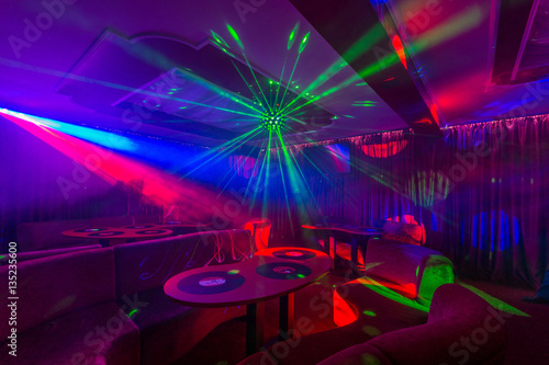 Colorful interior of bright and beautiful night club