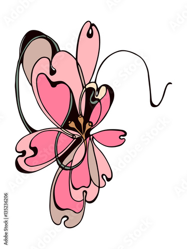 Hand-drawn vector flower. Tangle floral art. Decorative element for your design. © tabuday