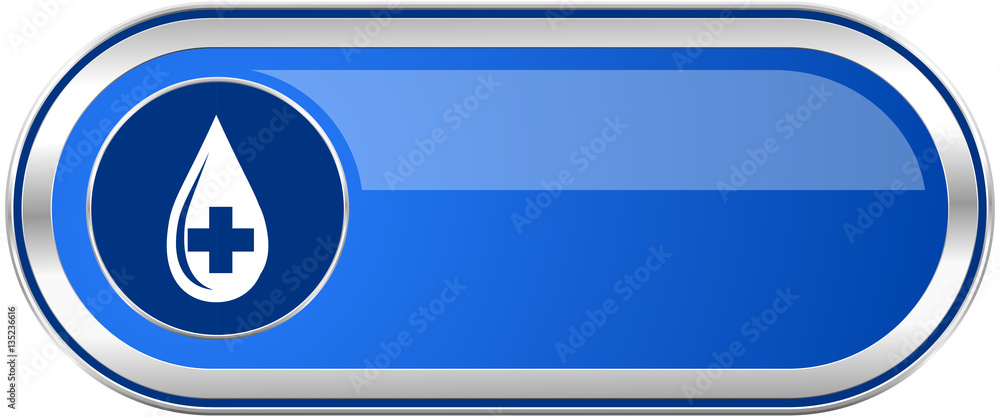 Blood long blue web and mobile apps banner isolated on white background. Blood long blue web and mobile apps banner isolated on white background.