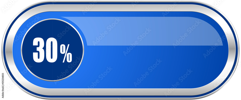 30 percent long blue web and mobile apps banner isolated on white background. 30 percent long blue web and mobile apps banner isolated on white background.