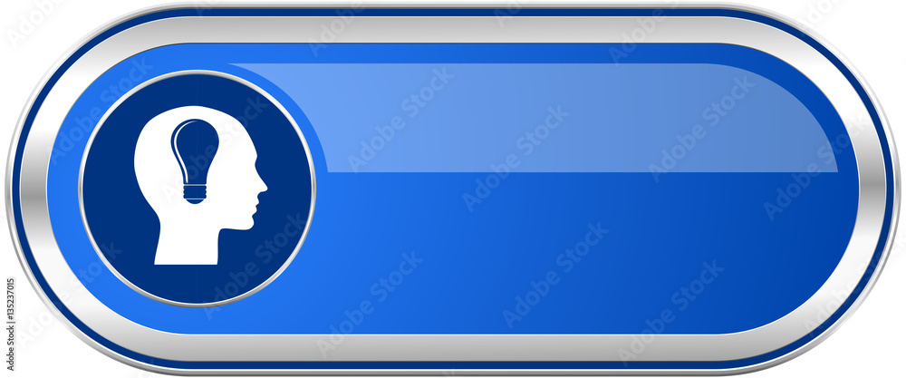 Head long blue web and mobile apps banner isolated on white background. Head long blue web and mobile apps banner isolated on white background.