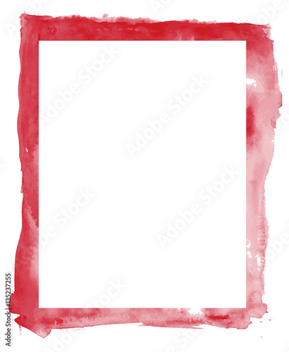 Abstract red watercolor frame and white space