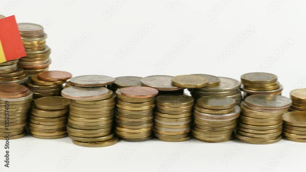 Mali flag waving with stack of money coins Mali flag waving with stack of money coins