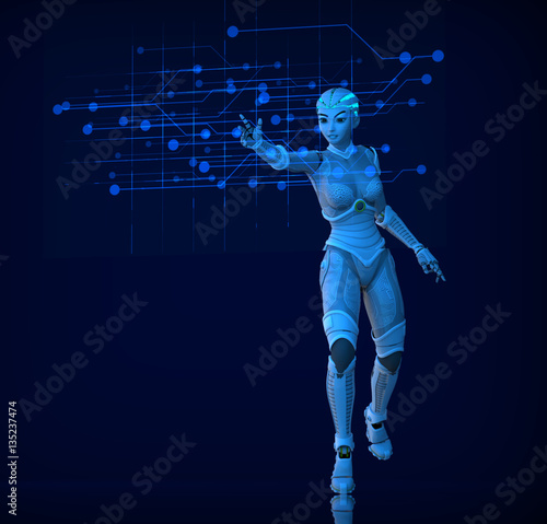 Cyborg woman and circuit board © Giovanni Cancemi