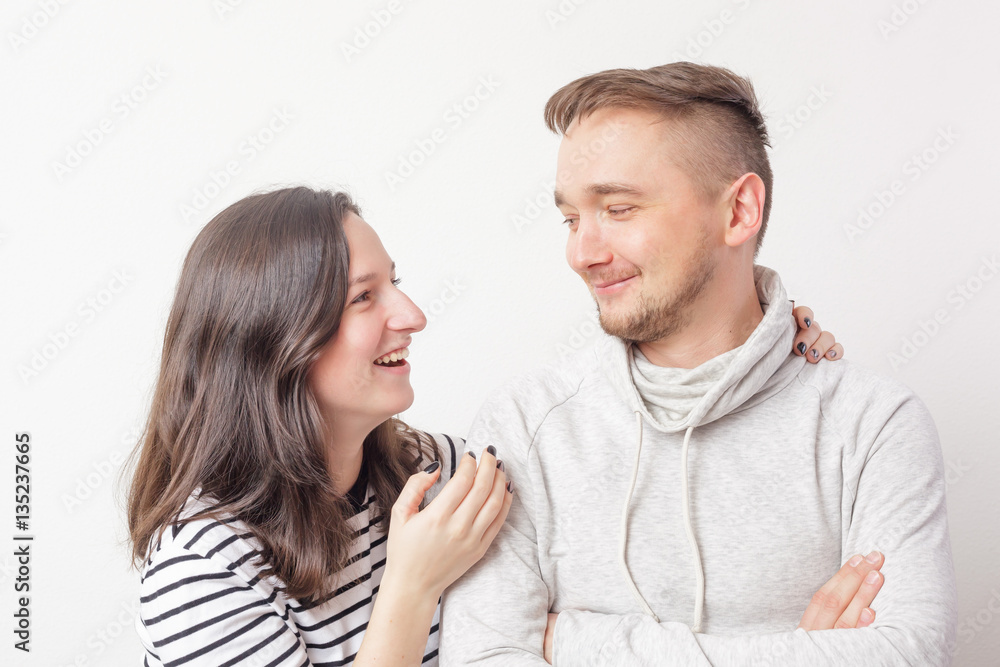 Young couple in love having fun and laughing. Confidence and happiness Young couple in love having fun and laughing. Confidence and happiness