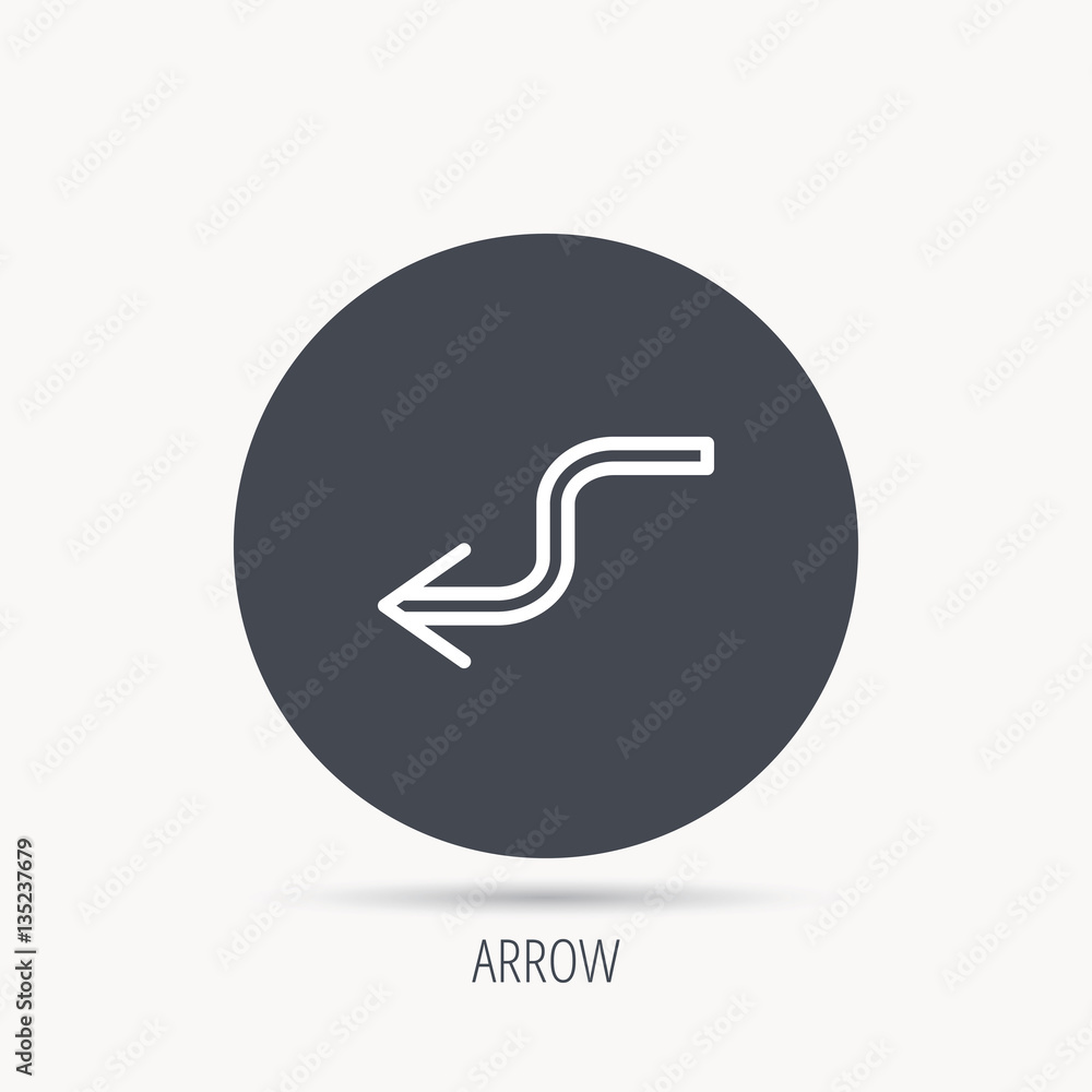 Arrow back icon. Previous sign. Left direction symbol. Round web button with flat icon. Vector Arrow back icon. Previous sign. Left direction symbol. Round web button with flat icon. Vector