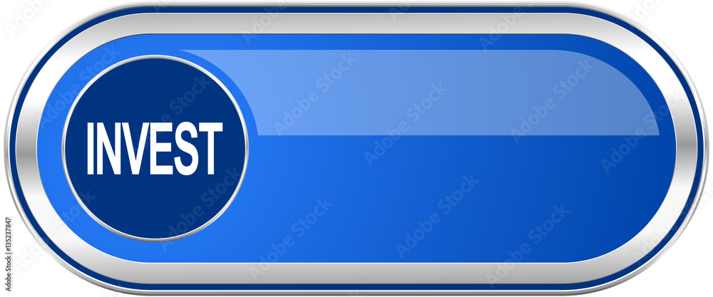 Invest long blue web and mobile apps banner isolated on white background. Invest long blue web and mobile apps banner isolated on white background.