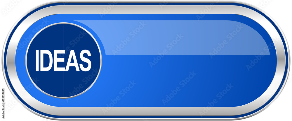 Ideas long blue web and mobile apps banner isolated on white background. Ideas long blue web and mobile apps banner isolated on white background.