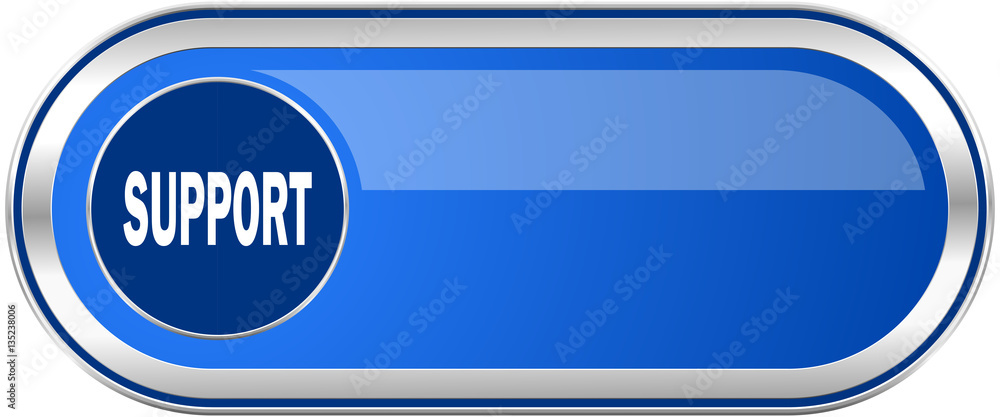 Support long blue web and mobile apps banner isolated on white background. Support long blue web and mobile apps banner isolated on white background.