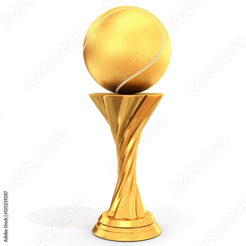 golden trophy with tennis ball