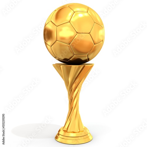 golden trophy with soccer ball