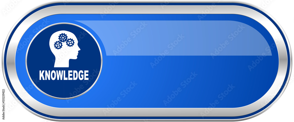 Knowledge long blue web and mobile apps banner isolated on white background. Knowledge long blue web and mobile apps banner isolated on white background.