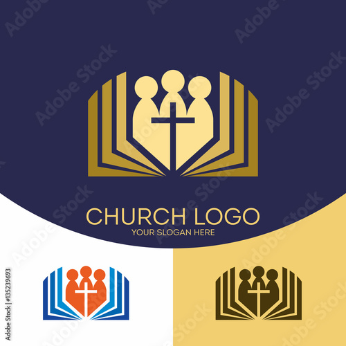 Church logo. Christian symbols. Christian symbols. Believers in the Lord Jesus Christ and the Holy Bible.