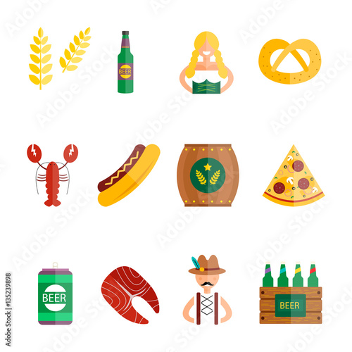 Oktoberfest set icons vector illustration.