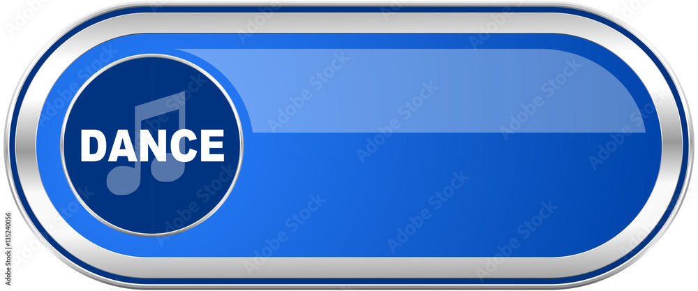 Dance music long blue web and mobile apps banner isolated on white background. Dance music long blue web and mobile apps banner isolated on white background.