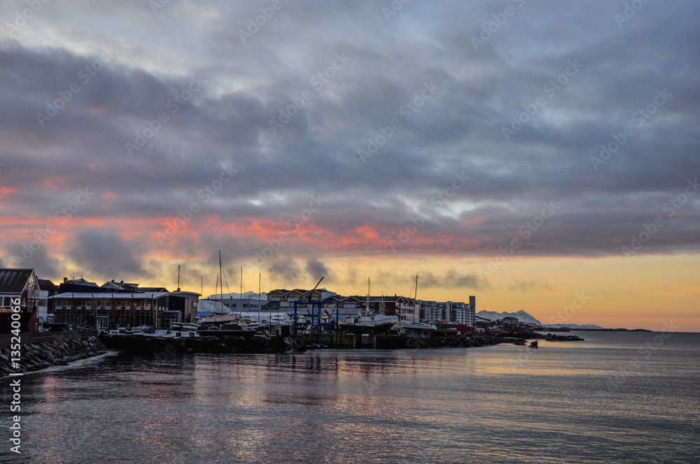 Veduta del porto di Bodø, Norvegia