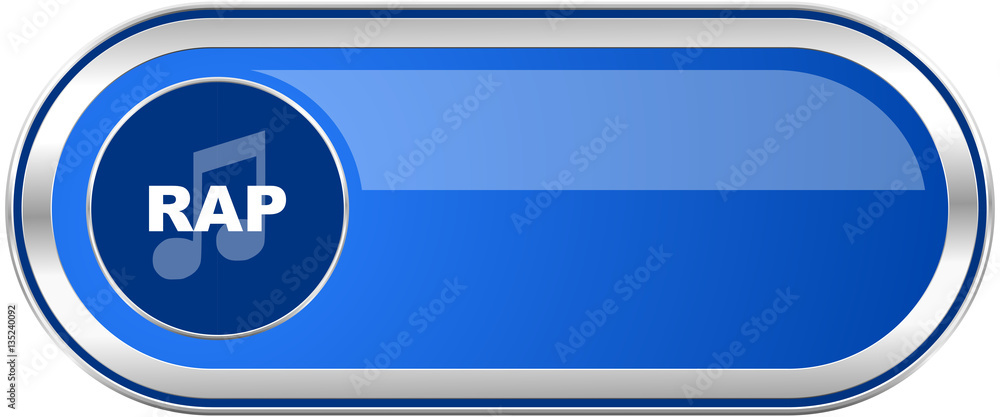 Rap music long blue web and mobile apps banner isolated on white background. Rap music long blue web and mobile apps banner isolated on white background.