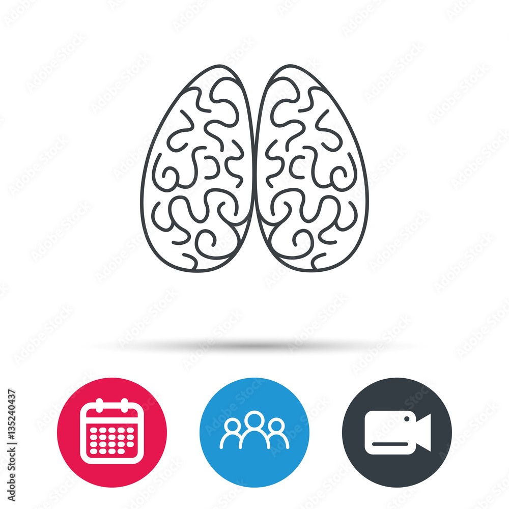 Neurology icon. Human brain sign. Group of people, video cam and calendar icons. Vector Neurology icon. Human brain sign. Group of people, video cam and calendar icons. Vector
