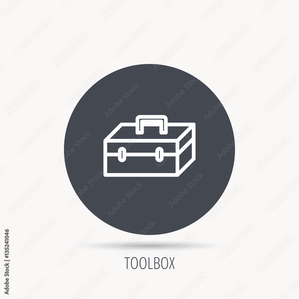 Toolbox icon. Repair instruments sign. Round web button with flat icon. Vector Toolbox icon. Repair instruments sign. Round web button with flat icon. Vector