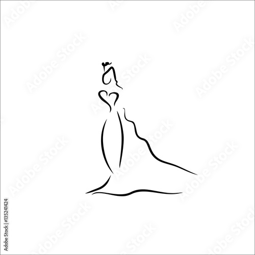 queen bride icon vector lines
