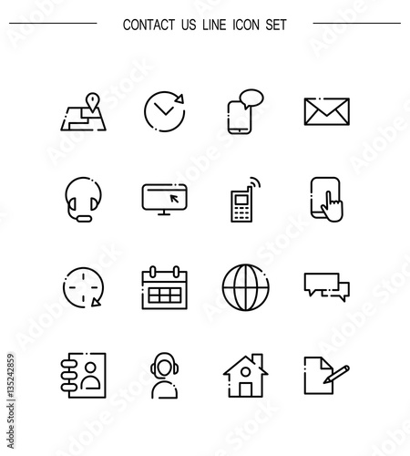 Contact us flat icon set. 